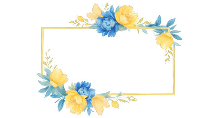 Decorative floral frame with yellow and blue flowers.