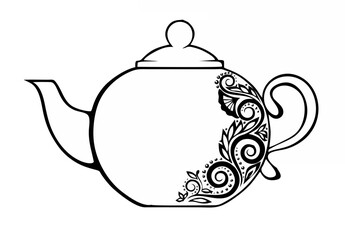 Elegant Black & White Teapot ...