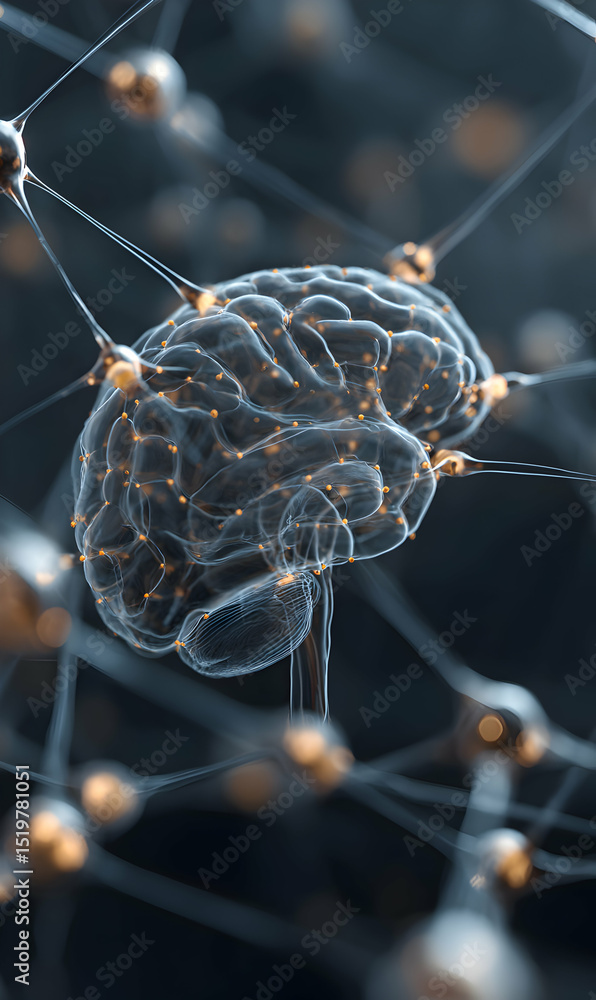 Poster brain network connection representing neural activity artificial intelligence and complex brain func