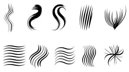 Naklejka premium Abstract black brush strokes and line art elements