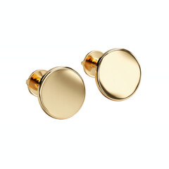 Elegant Gold Circle Stud Earrings on Vibrant Transparent background
