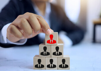 Human resource and organization management concept with manager promote the team leader to leading team work