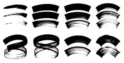 Abstract black brush strokes set on white background