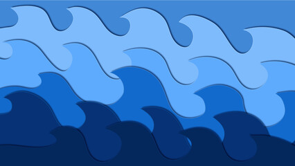 Obraz premium Blue water ocean ripple paper cut effect background. Concept of representing world water day, world oceans day, world environment day and summer beach waves