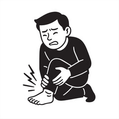 man on sprained foot