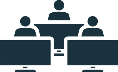 Business people working with computers icon showing meeting and collaboration