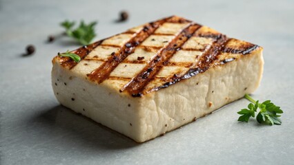 Grilled halloumi cheese is a delicious and healthy vegetarian dish, ready to enjoy.