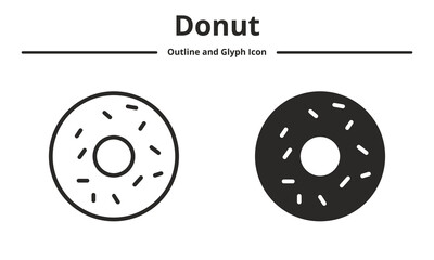 donut icon with outline and glyph style