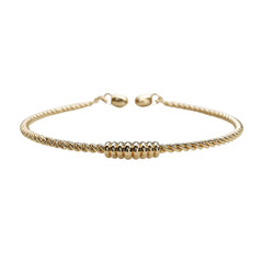 Elegant Gold Twisted Rope Bracelet with Beaded Accent