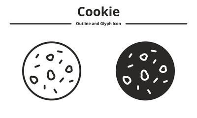 cookie icon with outline and glyph style
