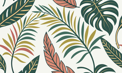 Summer Tropical Leaves Pattern Illustration