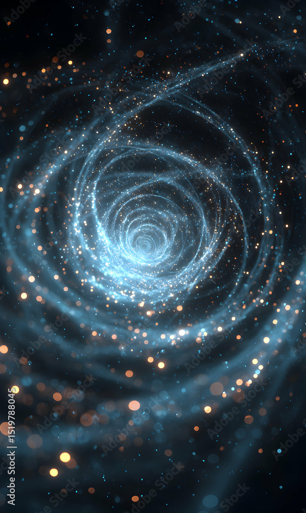Poster cosmic vortex of shimmering particles a swirling nebula of stardust and ethereal light spirals inwar