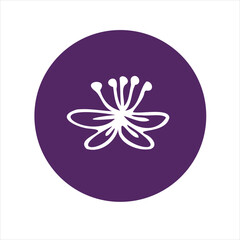Open blossom icon with radial petals. Great for spring event flyers and floral graphics.