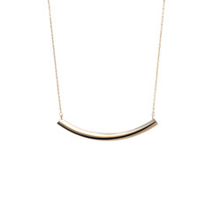 Elegant Gold Curved Bar Necklace on Green Transparent background