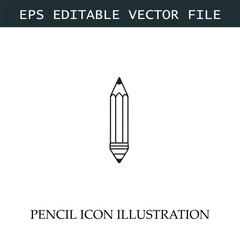 Pencil Icon Black and White Vector Design Image Illustration
