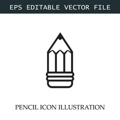 Pencil Icon Black and White Vector Design Image Illustration
