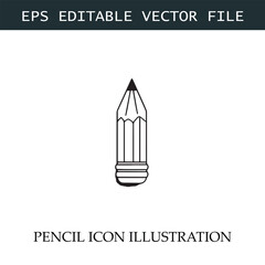 Pencil Icon Black and White Vector Design Image Illustration
