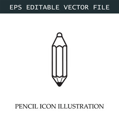 Pencil Icon Black and White Vector Design Image Illustration
