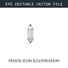 Pencil Icon Black and White Vector Design Image Illustration
