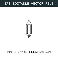 Pencil Icon Black and White Vector Design Image Illustration
