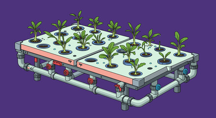 Obraz premium Hydroponics setup plants growing home gardening