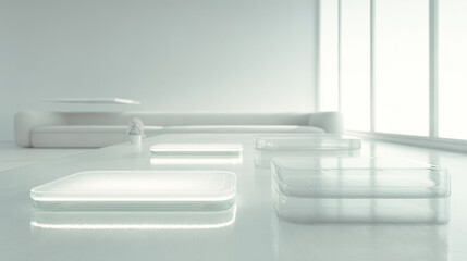 futuristic interface design featuring abstract transparent panels and dynamic graphics evoking sense of emotion and