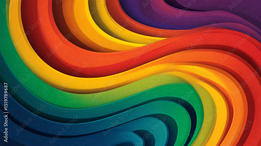 Poster a vibrant rainbow spectrum of curved layers creating a colorful and dynamic abstract background imag