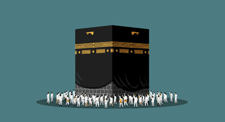 Muslims praying at the Kaaba in Mecca