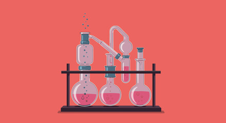 Science lab experiment chemistry scientific flasks apparatus