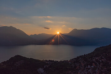 sunset over the lake