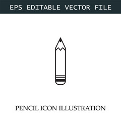 Pencil Icon Black and White Vector Design Image Illustration
