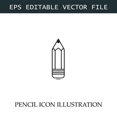 Pencil Icon Black and White Vector Design Image Illustration
