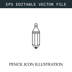 Pencil Icon Black and White Vector Design Image Illustration
