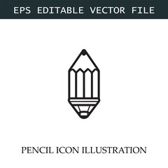 Pencil Icon Black and White Vector Design Image Illustration
