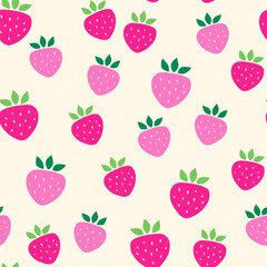 Strawberry vector seamless pattern. Red sweet strawberry. Summer illustration. Repeating print, berries pattern.