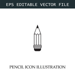 Pencil Icon Black and White Vector Design Image Illustration
