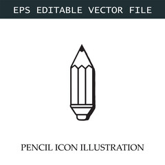 Pencil Icon Black and White Vector Design Image Illustration
