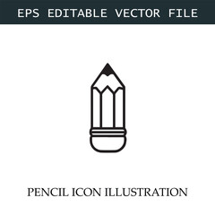 Pencil Icon Black and White Vector Design Image Illustration
