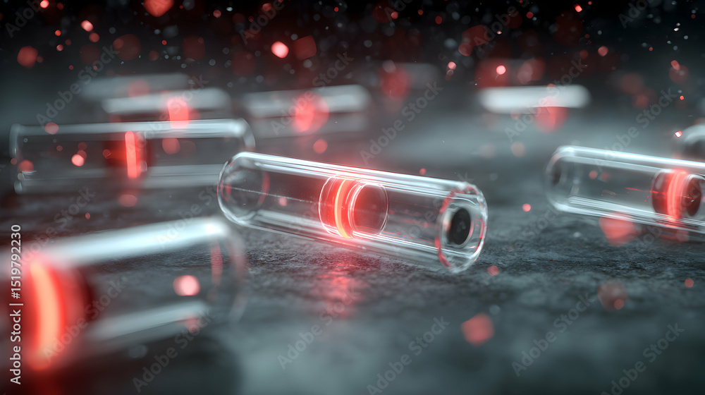 Aufkleber futuristic technology with test tubes illuminated in red creating a science fiction atmosphere scene