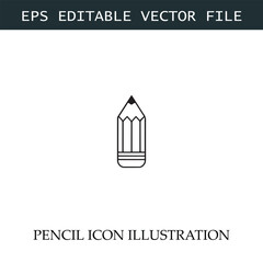 Pencil Icon Black and White Vector Design Image Illustration
