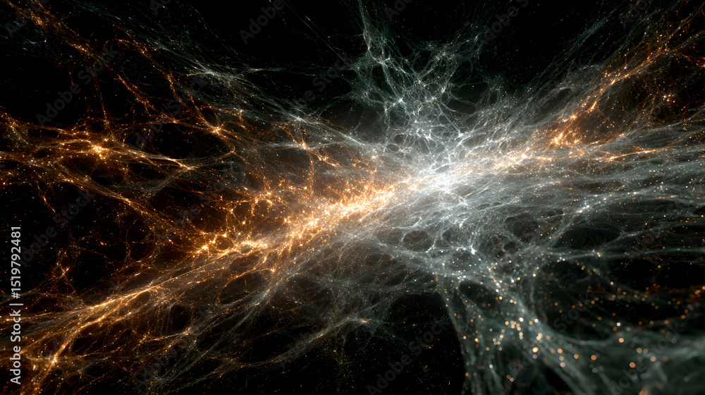 Poster cosmic web structure shows the large scale distribution of matter in the universe background