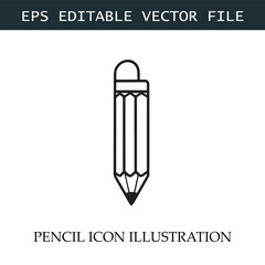 Pencil Icon Black and White Vector Design Image Illustration
