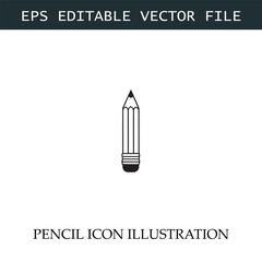 Pencil Icon Black and White Vector Design Image Illustration
