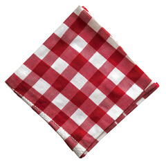 Folded Red and White Checkered Cotton Napkin in Classic Gingham Pattern