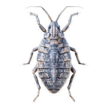 Detailed Dorsal View of a Grey-Brown Insect,