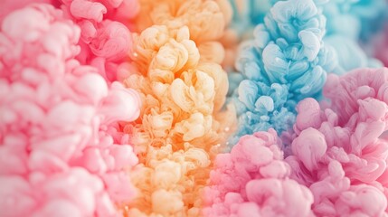 Fototapeta premium Pastel-colored ink swirling in water, creating a vibrant, abstract texture