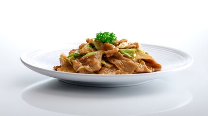 香ばしいタレの豚肉炒めとキャベツの盛り合わせ