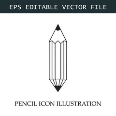 Pencil Icon Black and White Vector Design Image Illustration
