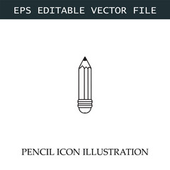 Pencil Icon Black and White Vector Design Image Illustration
