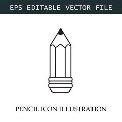 Pencil Icon Black and White Vector Design Image Illustration

